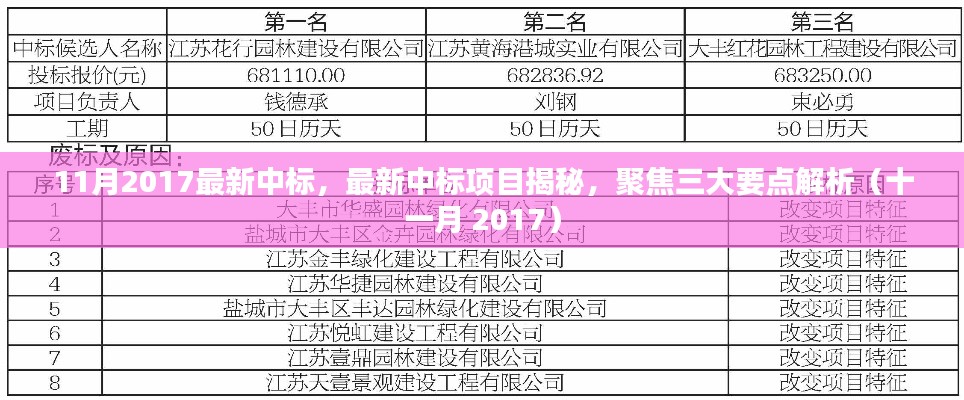 揭秘2017年11月最新中標(biāo)項目，三大要點深度解析