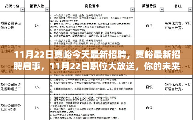 賈峪最新招聘啟事，11月22日職位大放送，未來(lái)職業(yè)從這里起航！