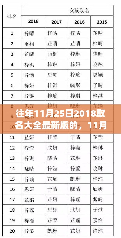 溫馨名字背后的故事，揭秘取名大全最新版之往年11月25日