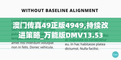 澳門傳真49正版4949,持續(xù)改進策略_萬能版DMV13.53