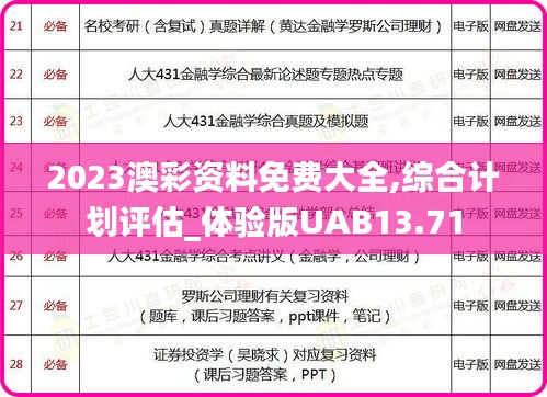 2023澳彩資料免費(fèi)大全,綜合計(jì)劃評估_體驗(yàn)版UAB13.71