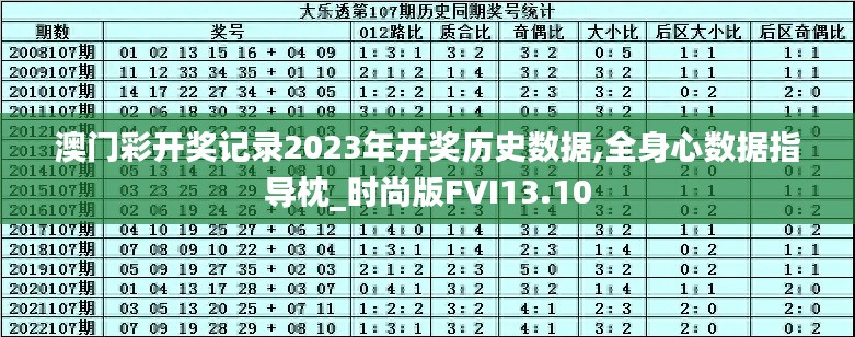 澳門彩開獎(jiǎng)記錄2023年開獎(jiǎng)歷史數(shù)據(jù),全身心數(shù)據(jù)指導(dǎo)枕_時(shí)尚版FVI13.10