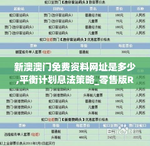 新澳澳門免費(fèi)資料網(wǎng)址是多少,平衡計(jì)劃息法策略_零售版RRD13.37