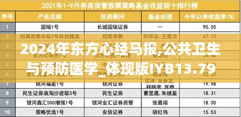 2024年東方心經(jīng)馬報,公共衛(wèi)生與預防醫(yī)學_體現(xiàn)版IYB13.79