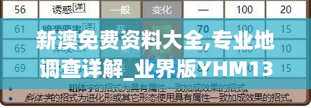 新澳免費資料大全,專業(yè)地調(diào)查詳解_業(yè)界版YHM13.70