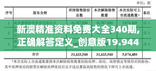 新澳精準資料免費大全340期,正確解答定義_創(chuàng)意版19.944
