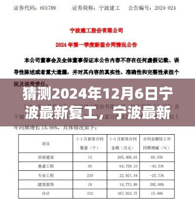 寧波最新復(fù)工進展預(yù)測與深度分析（2024年12月6日版）