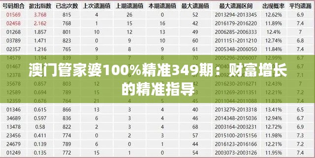 澳門(mén)管家婆100%精準(zhǔn)349期：財(cái)富增長(zhǎng)的精準(zhǔn)指導(dǎo)