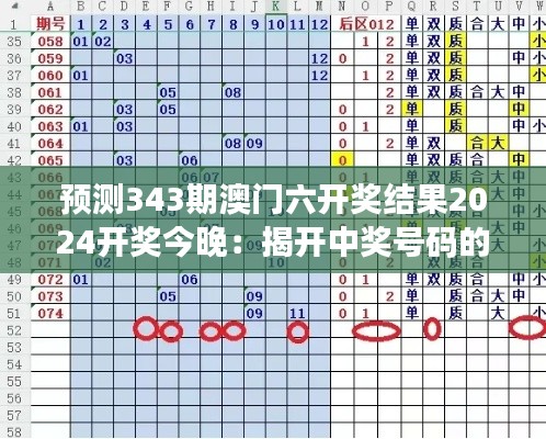 預(yù)測(cè)343期澳門六開獎(jiǎng)結(jié)果2024開獎(jiǎng)今晚：揭開中獎(jiǎng)號(hào)碼的概率密碼