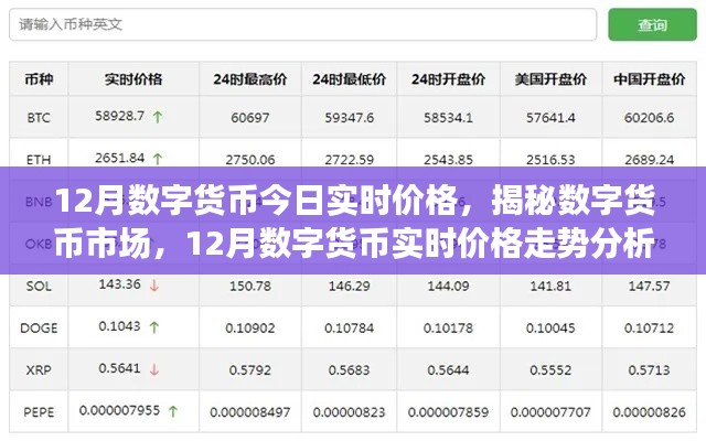揭秘?cái)?shù)字貨幣市場(chǎng)，今日實(shí)時(shí)價(jià)格分析與走勢(shì)預(yù)測(cè)（12月版）