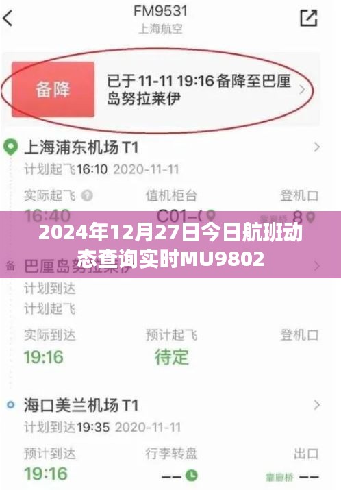 2024年12月27日MU9802航班實(shí)時(shí)動(dòng)態(tài)查詢(xún)通知