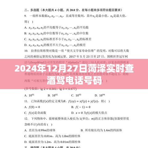 菏澤實時查酒駕電話號碼（時間，2024年12月27日）