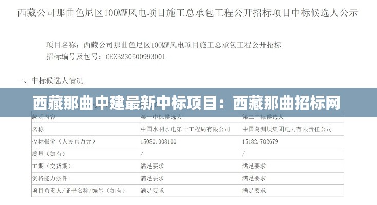 西藏那曲中建最新中標項目：西藏那曲招標網(wǎng) 