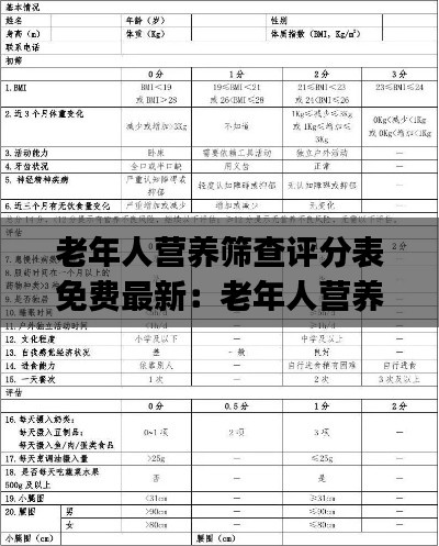 老年人營養(yǎng)篩查評分表免費最新：老年人營養(yǎng)風(fēng)險篩查與評估ppt 