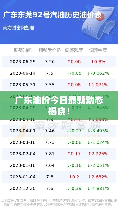 廣東油價今日最新動態(tài)揭曉！