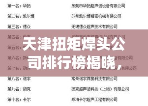 天津扭矩焊頭公司排行榜揭曉，行業(yè)內領先企業(yè)的榮譽榜單