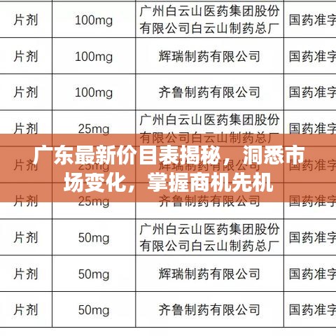 廣東最新價目表揭秘，洞悉市場變化，掌握商機先機