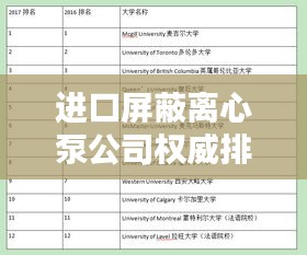 進口屏蔽離心泵公司權(quán)威排名榜單揭曉！