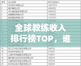 全球教練收入排行榜TOP，誰是最富有的教練？