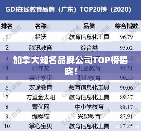 加拿大知名品牌公司TOP榜揭曉！