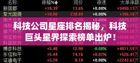 科技公司星座排名揭秘，科技巨頭星界探索榜單出爐！
