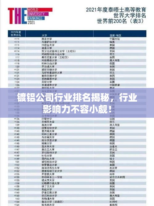 鍍鋁公司行業(yè)排名揭秘，行業(yè)影響力不容小覷！