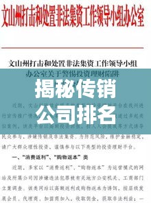 揭秘傳銷公司排名名單，警惕非法傳銷陷阱！