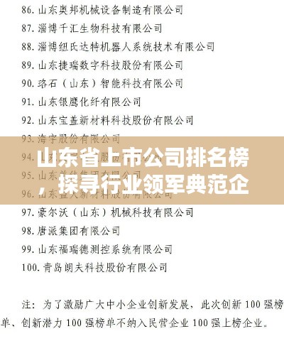 山東省上市公司排名榜，探尋行業(yè)領(lǐng)軍典范企業(yè)！