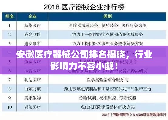 安徽醫(yī)療器械公司排名揭曉，行業(yè)影響力不容小覷！