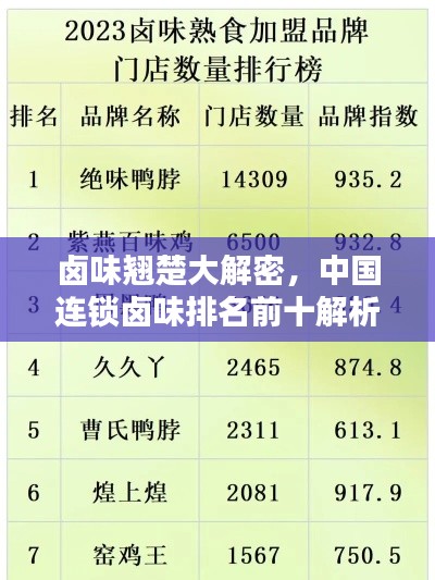 鹵味翹楚大解密，中國連鎖鹵味排名前十解析
