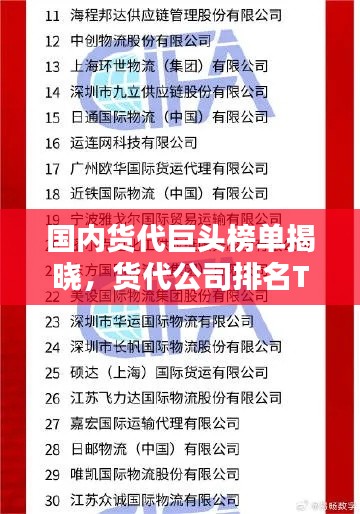 國內(nèi)貨代巨頭榜單揭曉，貨代公司排名TOP榜，權(quán)威榜單一網(wǎng)打盡！