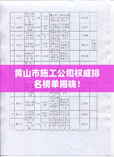黃山市施工公司權(quán)威排名榜單揭曉！