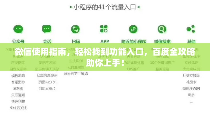 微信使用指南，輕松找到功能入口，百度全攻略助你上手！