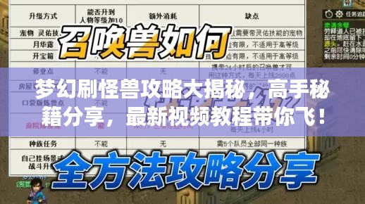 夢幻刷怪獸攻略大揭秘，高手秘籍分享，最新視頻教程帶你飛！