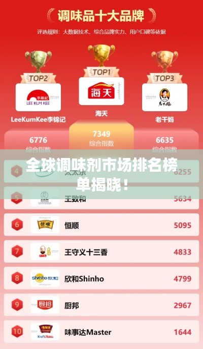 全球調(diào)味劑市場(chǎng)排名榜單揭曉！
