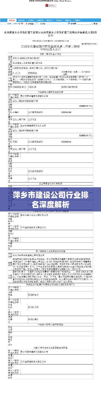 萍鄉(xiāng)市建設公司行業(yè)排名深度解析