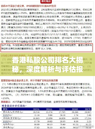 香港私股公司排名大揭秘，深度解析與評估報告
