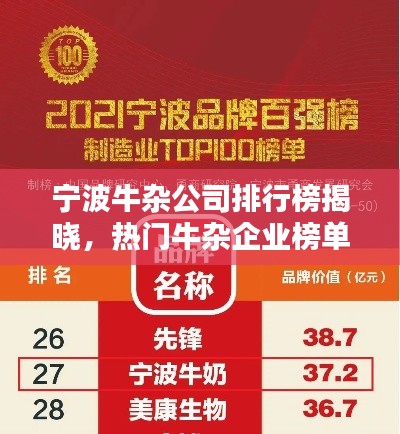 寧波牛雜公司排行榜揭曉，熱門牛雜企業(yè)榜單！