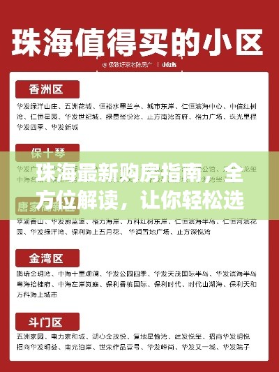 珠海最新購房指南，全方位解讀，讓你輕松選購心儀房源