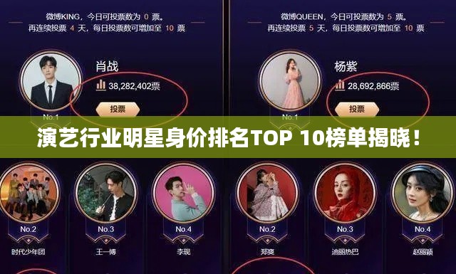 演藝行業(yè)明星身價(jià)排名TOP 10榜單揭曉！