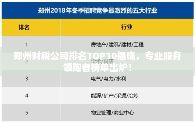 鄭州財(cái)稅公司排名TOP10揭曉，專業(yè)服務(wù)領(lǐng)跑者榜單出爐！
