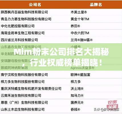 Mim粉末公司排名大揭秘，行業(yè)權(quán)威榜單揭曉！