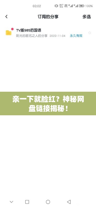 親一下就臉紅？神秘網(wǎng)盤鏈接揭秘！