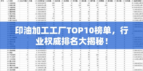 印油加工工廠TOP10榜單，行業(yè)權(quán)威排名大揭秘！