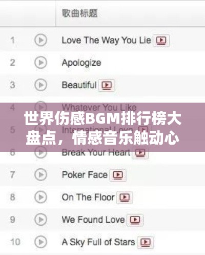 世界傷感BGM排行榜大盤(pán)點(diǎn)，情感音樂(lè)觸動(dòng)心靈！