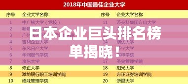 日本企業(yè)巨頭排名榜單揭曉！