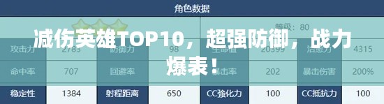 減傷英雄TOP10，超強(qiáng)防御，戰(zhàn)力爆表！