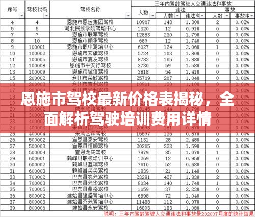 恩施市駕校最新價格表揭秘，全面解析駕駛培訓費用詳情